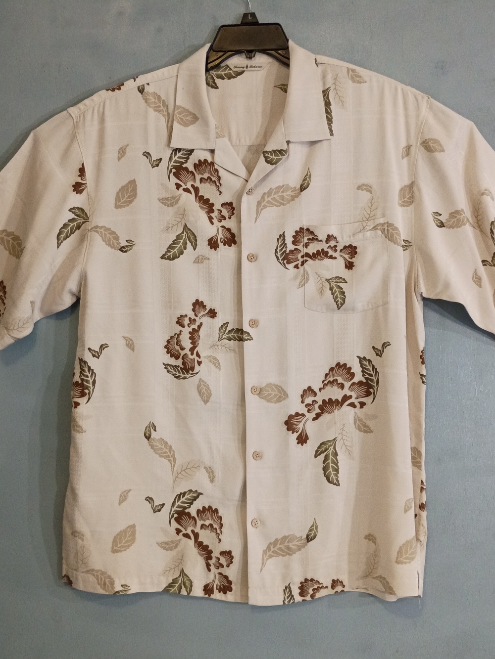 Tommy Bahama Cream Short-Sleeve Floral Button-Down Shirt